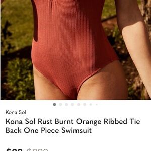 Kona Sol Burnt Orange Ribbed Swimsuit